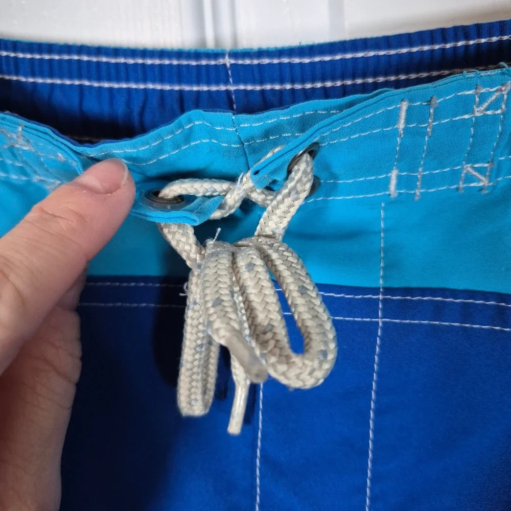 Lands'‎ End Kids swim trunks swimsuit boys blue colorblock large 14 / 16